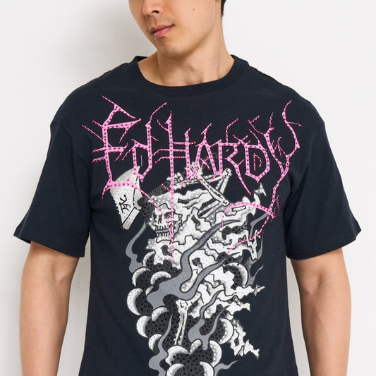 Reaper Ghost Rhinestone Boxy Tee | Men's Y2K Tee | Ed Hardy BLACK | Ed Hardy