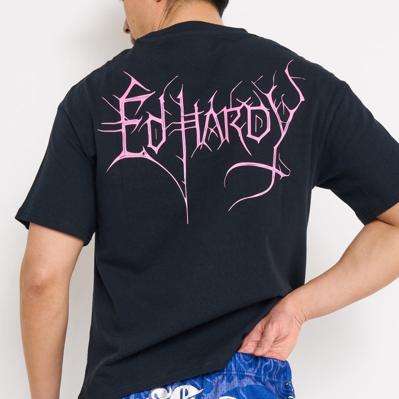 Reaper Ghost Rhinestone Boxy Tee | Men's Y2K Tee | Ed Hardy BLACK | Ed Hardy