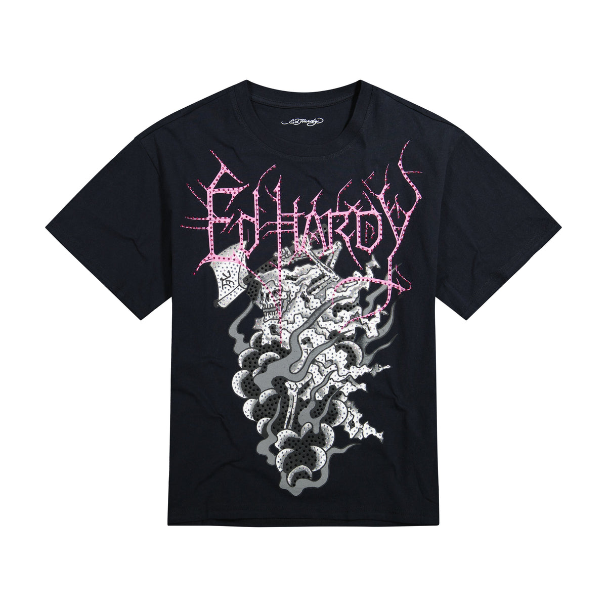 Reaper Ghost Rhinestone Boxy Tee | Men's Y2K Tee | Ed Hardy BLACK | Ed Hardy