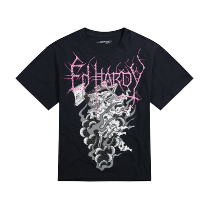 Reaper Ghost Rhinestone Boxy Tee | Men's Y2K Tee | Ed Hardy BLACK | Ed Hardy