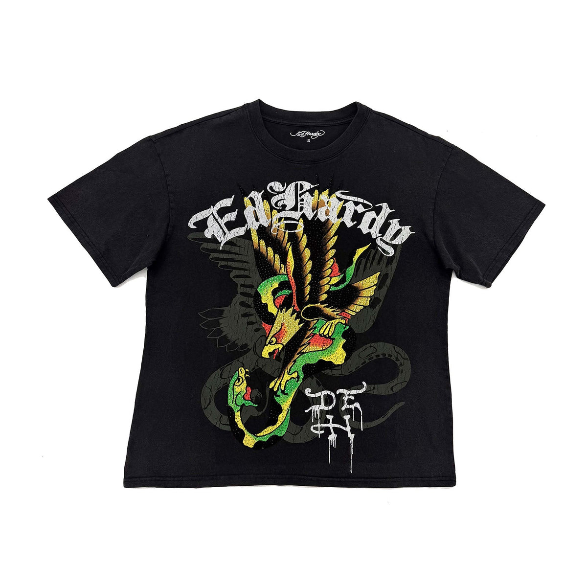 Eagle Snake Rhinestone Boxy Tee BLACK | Ed Hardy