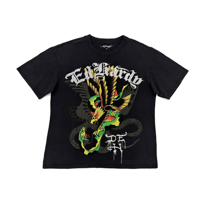 Eagle Snake Rhinestone Boxy Tee BLACK | Ed Hardy