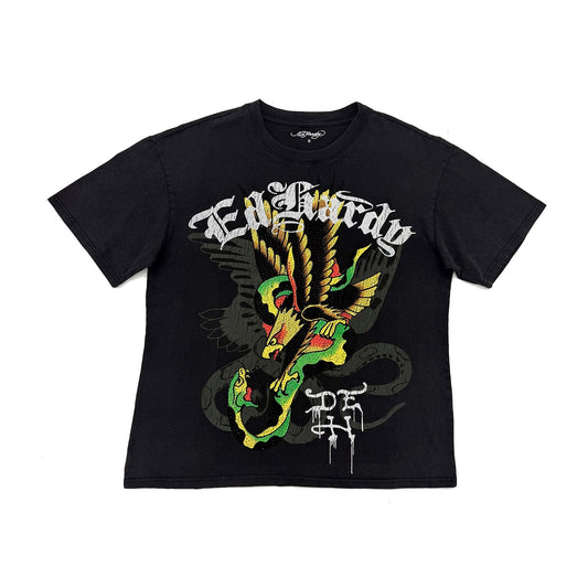 Eagle Snake Rhinestone Boxy Tee BLACK | Ed Hardy