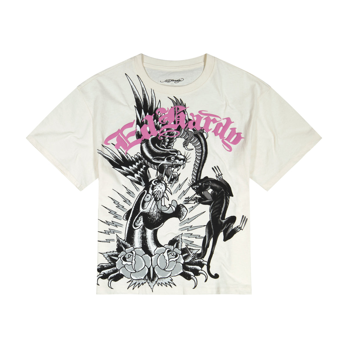 Panthers Puff Print Boxy Tee | Men's Y2K Boxy Tee | Ed Hardy IVORY | Ed Hardy