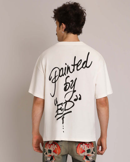 Wolf Head Rhinestone Boxy Tee | Men's Y2K Boxy Tee | Ed Hardy IVORY | Ed Hardy