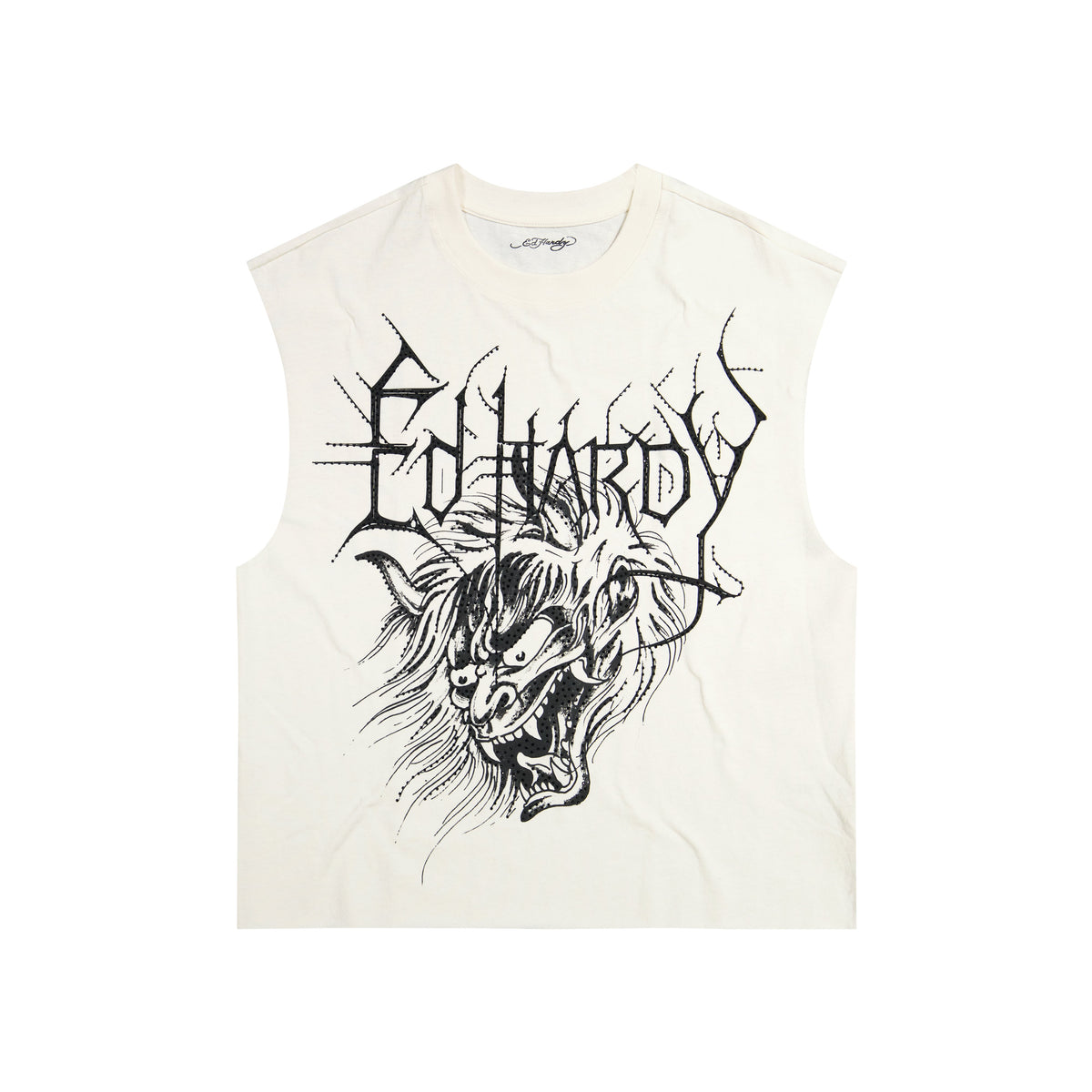 Demon Head Rhinestone Boxy Cropped Tee | Men's Tee | Ed Hardy IVORY | Ed Hardy