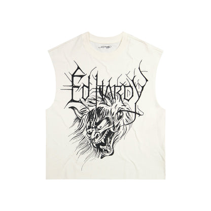 Demon Head Rhinestone Boxy Cropped Tee | Men's Tee | Ed Hardy IVORY | Ed Hardy
