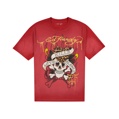 LKS Skull Boxy Tee SUNFADE RED | Ed Hardy