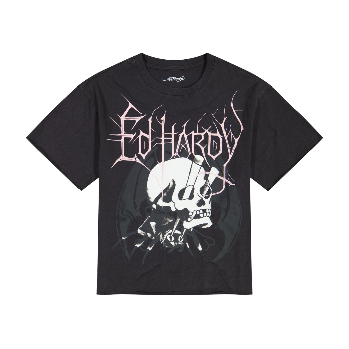 Spider Skull Boxy Cropped Tee | Men's Y2K Tee | Ed Hardy MINERAL GREY | Ed Hardy
