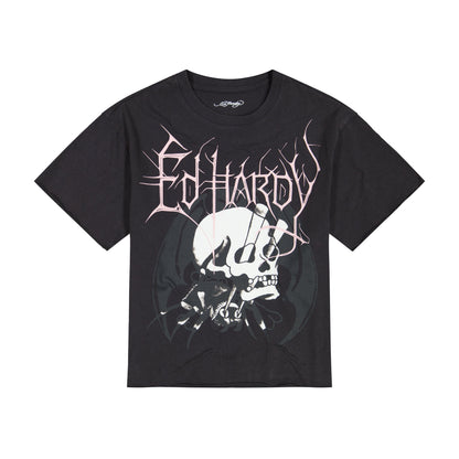 Spider Skull Boxy Cropped Tee | Men's Y2K Tee | Ed Hardy MINERAL GREY | Ed Hardy