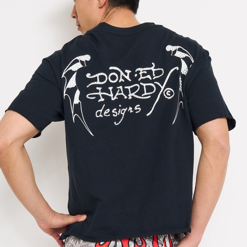 Crosses Rhinestone Boxy Cropped Tee | Men's Y2K Tee | Ed Hardy BLACK | Ed Hardy