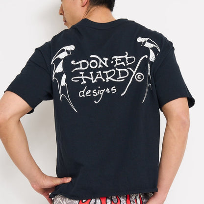 Crosses Rhinestone Boxy Cropped Tee | Men's Y2K Tee | Ed Hardy BLACK | Ed Hardy