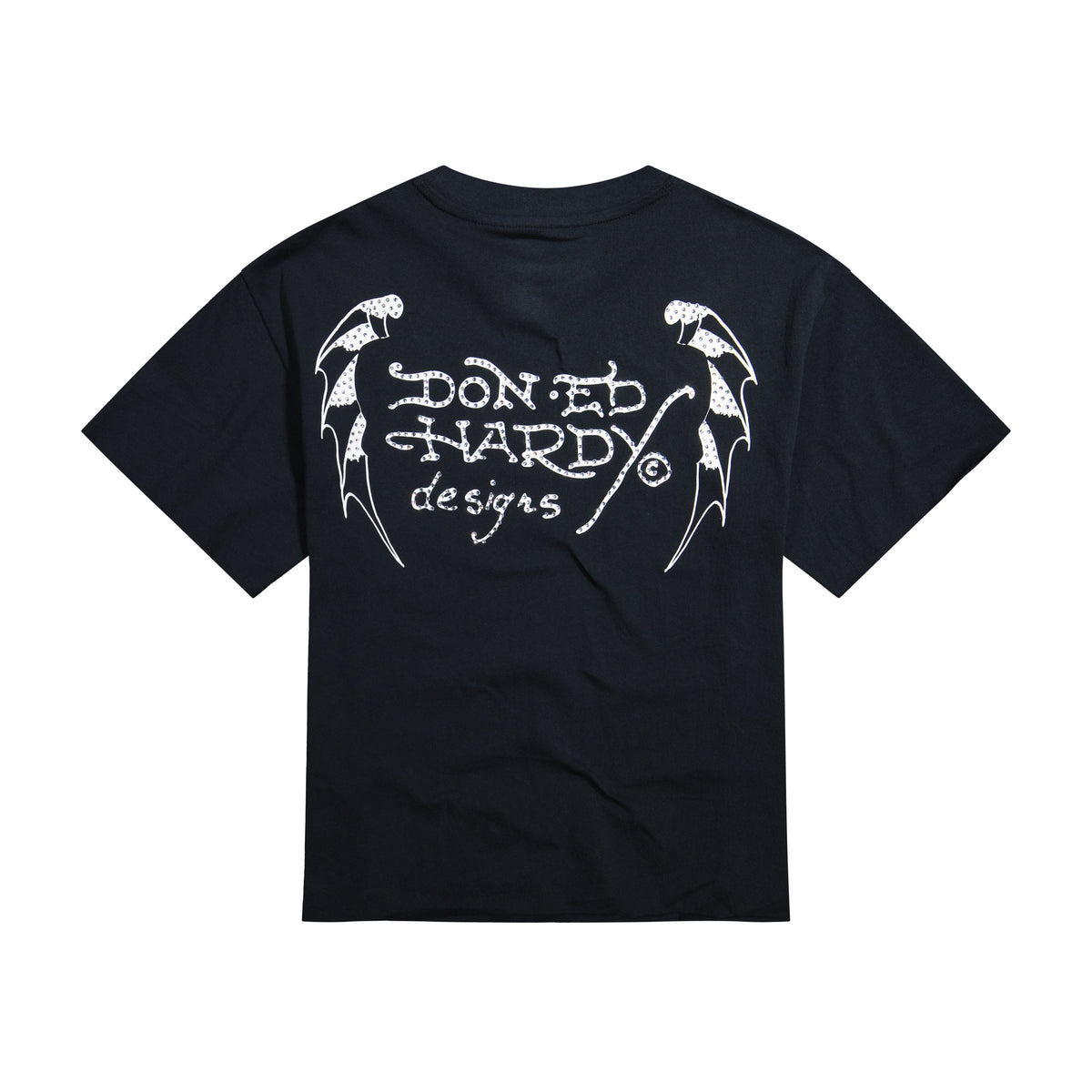 Crosses Rhinestone Boxy Cropped Tee | Men's Y2K Tee | Ed Hardy BLACK | Ed Hardy