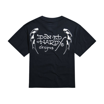 Crosses Rhinestone Boxy Cropped Tee | Men's Y2K Tee | Ed Hardy BLACK | Ed Hardy