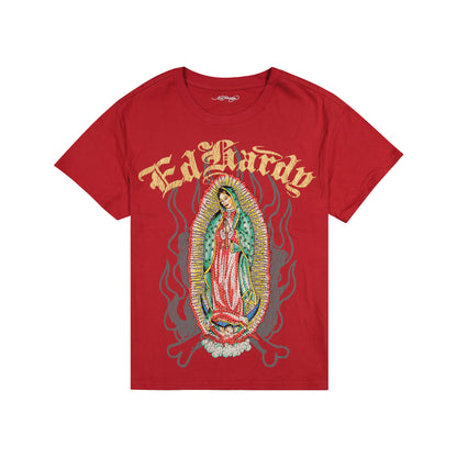 Mary Rhinestone Boxy Tee TANGO RED | Ed Hardy