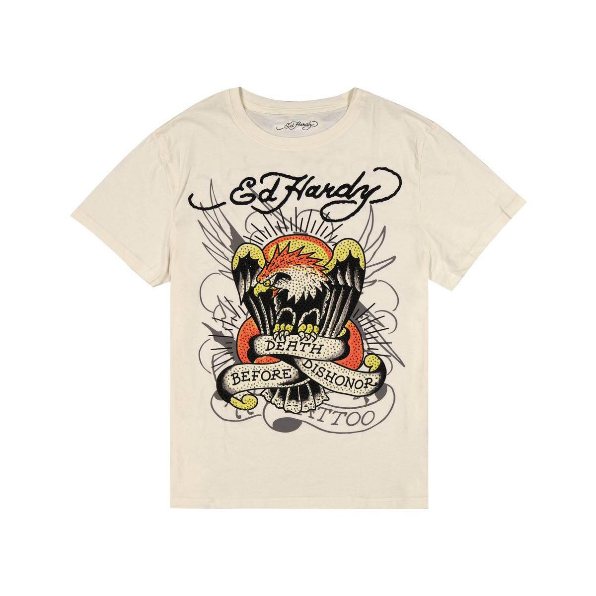 DBD Eagle Mens Rhinestone SS Tee IVORY | Ed Hardy