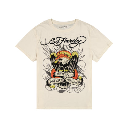 DBD Eagle Mens Rhinestone SS Tee IVORY | Ed Hardy