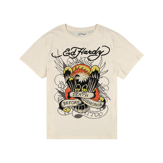 DBD Eagle Mens Rhinestone SS Tee IVORY | Ed Hardy