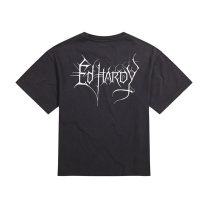Cross Skulls Boxy Tee | Men's Y2K Tee | Ed Hardy MINERAL GREY | Ed Hardy