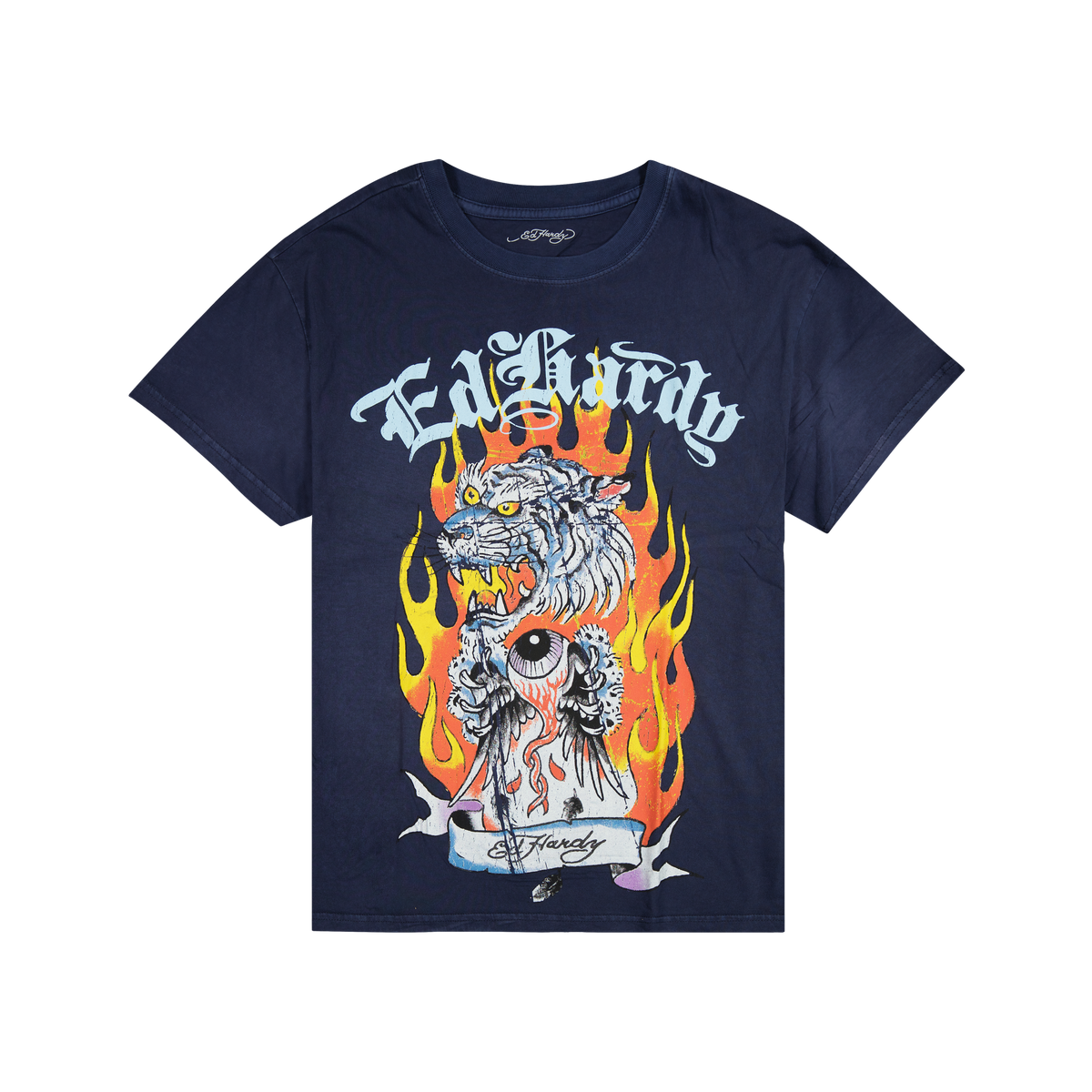 Tiger Flame Boxy Tee SUNFADE NAVY | Ed Hardy