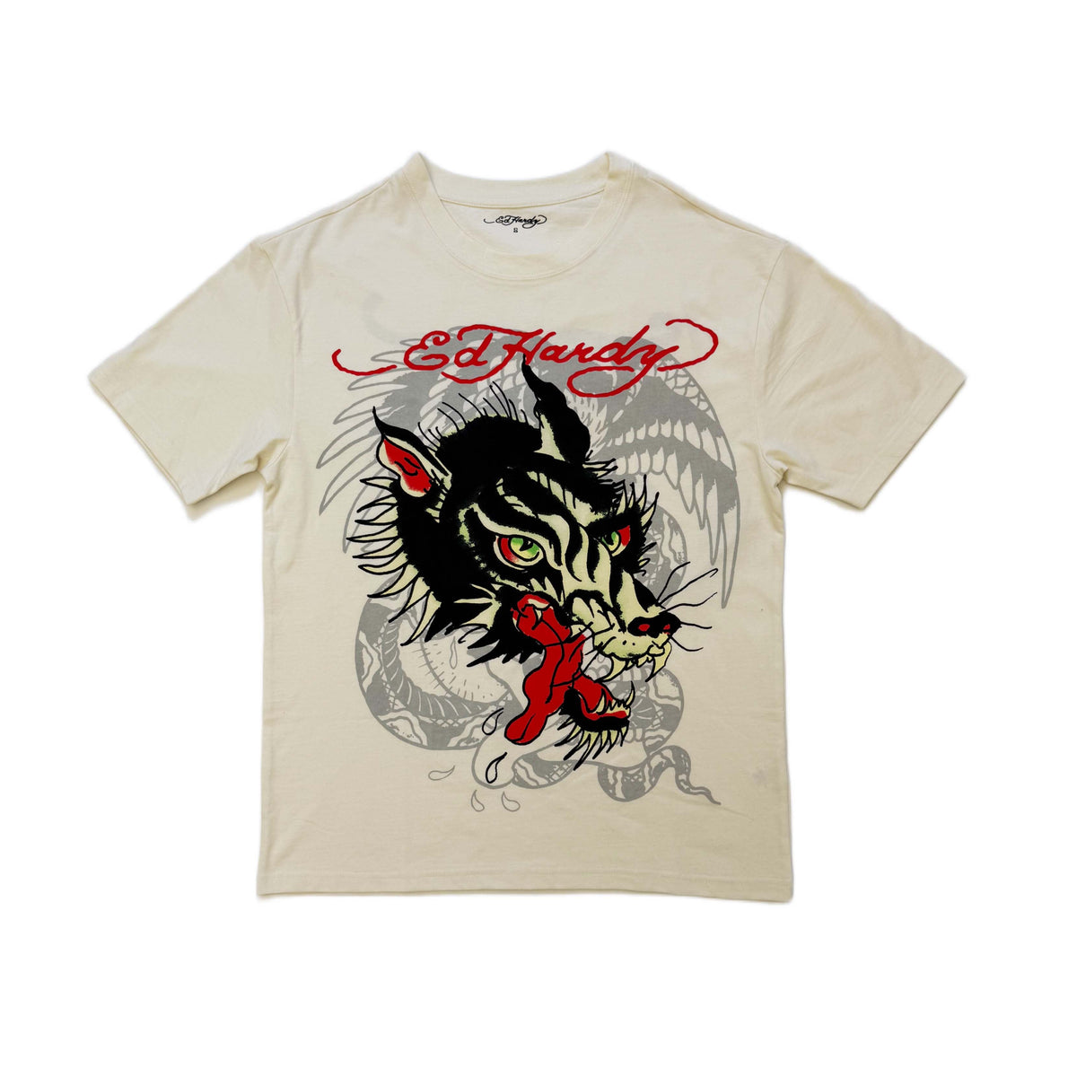 Wolf Head Boxy Vintage Wash Tee VTG IVORY | Ed Hardy