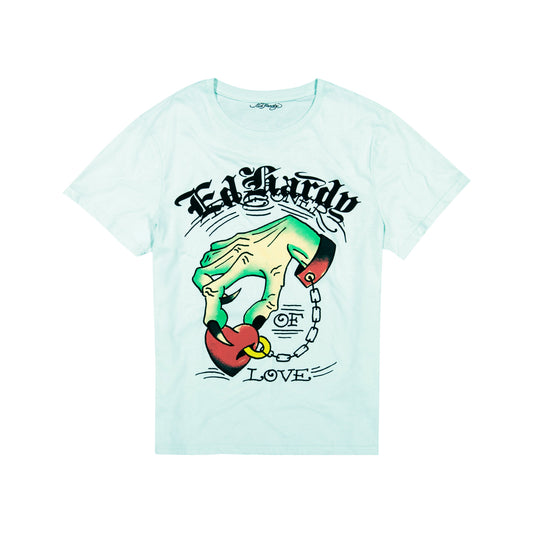 Heart Hand Throwback Graphic Tee ARCTIC BLUE | Ed Hardy