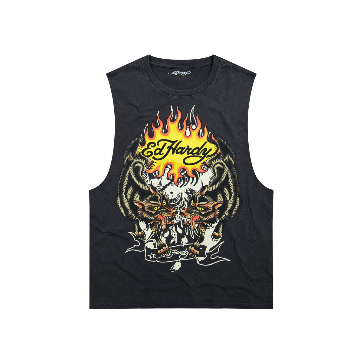Wolves Mens Cut Off Tee | Men's Tee | Ed Hardy MINERAL GREY | Ed Hardy