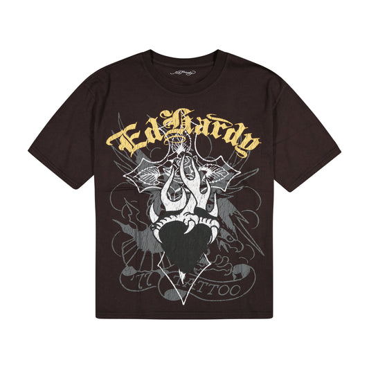 Cross Boxy Tee VINTAGE BLACK | Ed Hardy