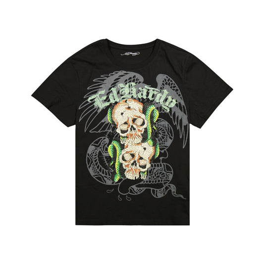 Skull Snakes Mens Rhinestone SS Tee BLACK | Ed Hardy