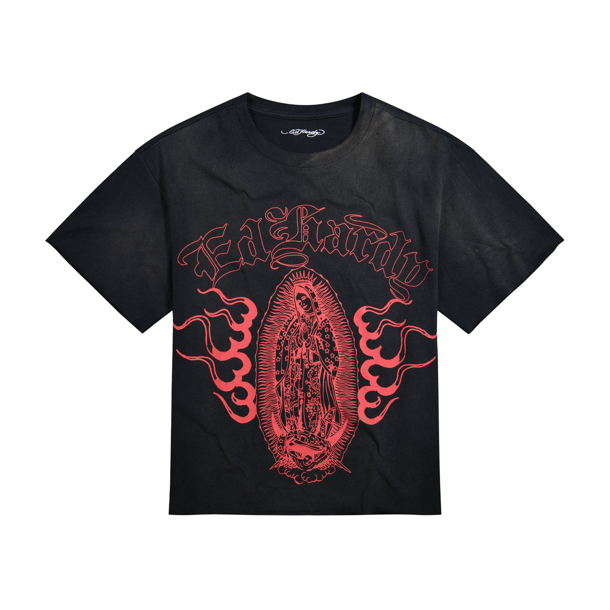 Mary Dragons Boxy Cropped Tee | Men's Y2K Boxy Tee | Ed Hardy SUNFADE BLACK | Ed Hardy