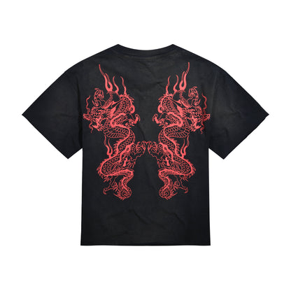 Mary Dragons Boxy Cropped Tee | Men's Y2K Boxy Tee | Ed Hardy SUNFADE BLACK | Ed Hardy