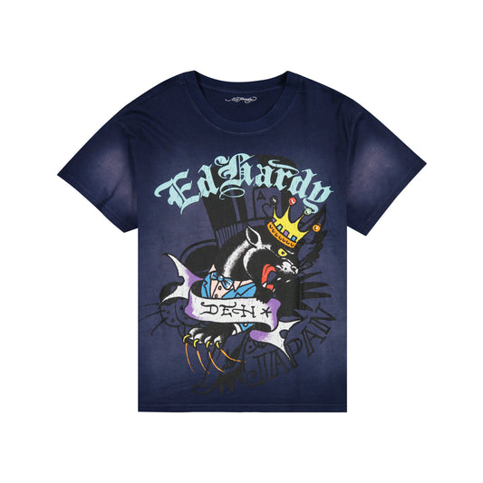 Panther Crown Boxy Tee SUNFADE NAVY | Ed Hardy