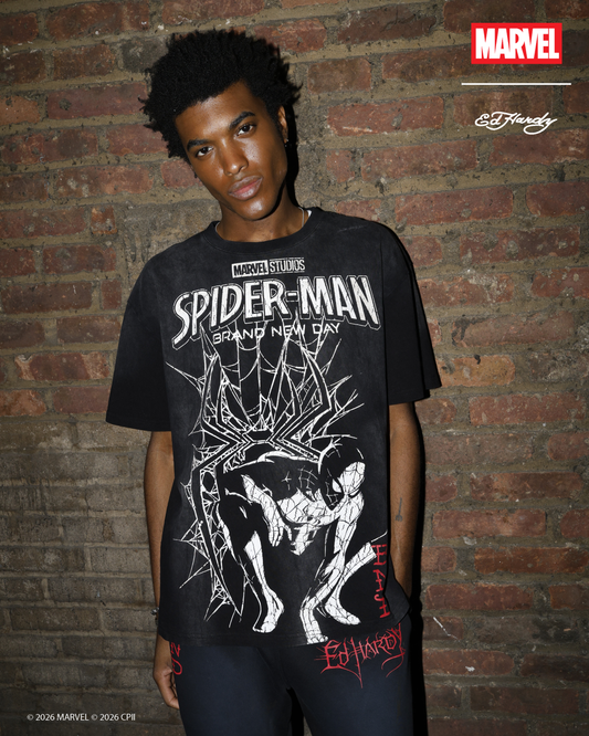 Heart Web Boxy Tee SUNFADE BLACK | Ed Hardy