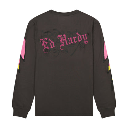 Panther Rose Thermal Tee CHARCOAL | Ed Hardy