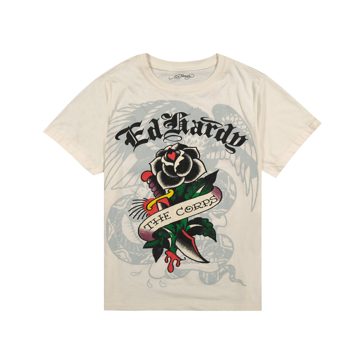 Corp Rose Mens SS Tee IVORY | Ed Hardy