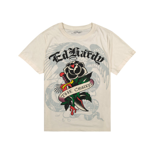 Corp Rose Mens SS Tee IVORY | Ed Hardy