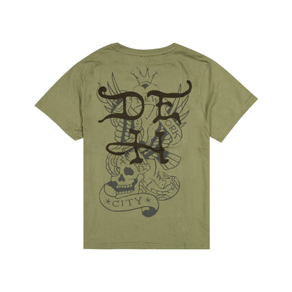 Heart Skull Men SS Tee LT OLIVE | Ed Hardy