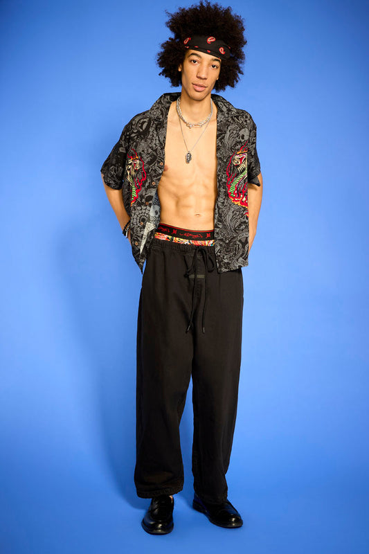 Cobra Flame Boxy Camp Shirt BLACK | Ed Hardy