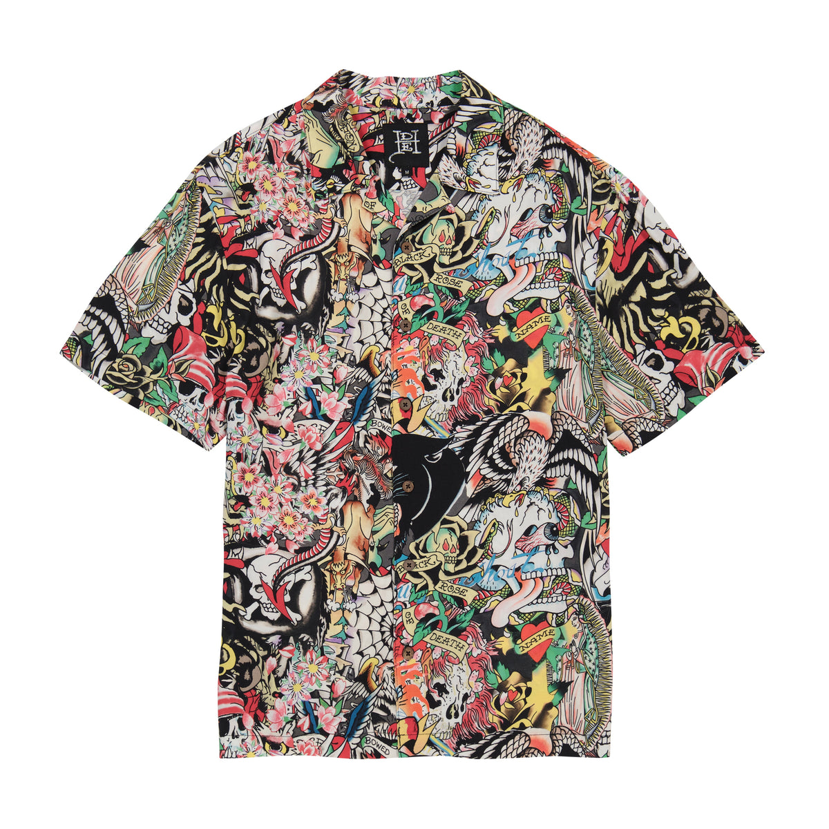 Tattoo Collage Camp Shirt MULTI | Ed Hardy