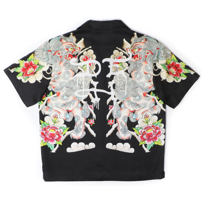Japan Lyon Boxy Camp Shirt BLACK | Ed Hardy