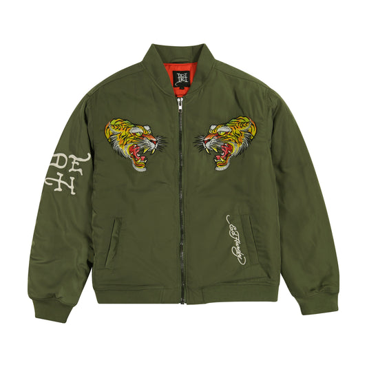 NYC Skull Bomber Jacket OLIVE | Ed Hardy