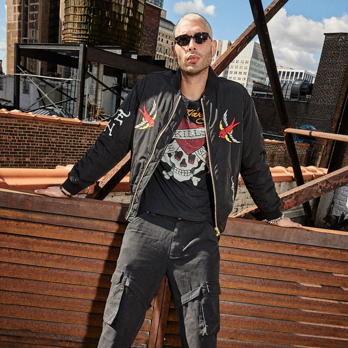 LKS Skull Bomber Jacket BLACK | Ed Hardy