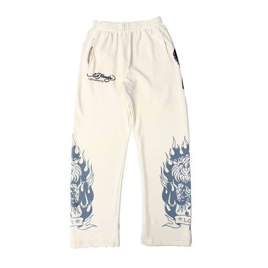 Eagle Rhinestone Sweatpants CREAM | Ed Hardy