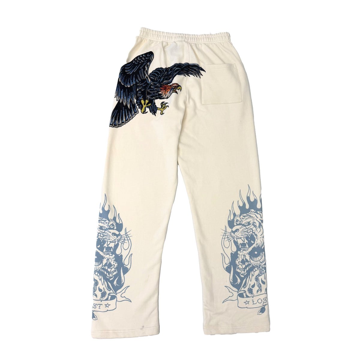 Eagle Rhinestone Sweatpants CREAM | Ed Hardy