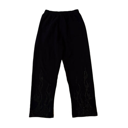 Flames Rhinestone Sweatpants VTG BLACK | Ed Hardy