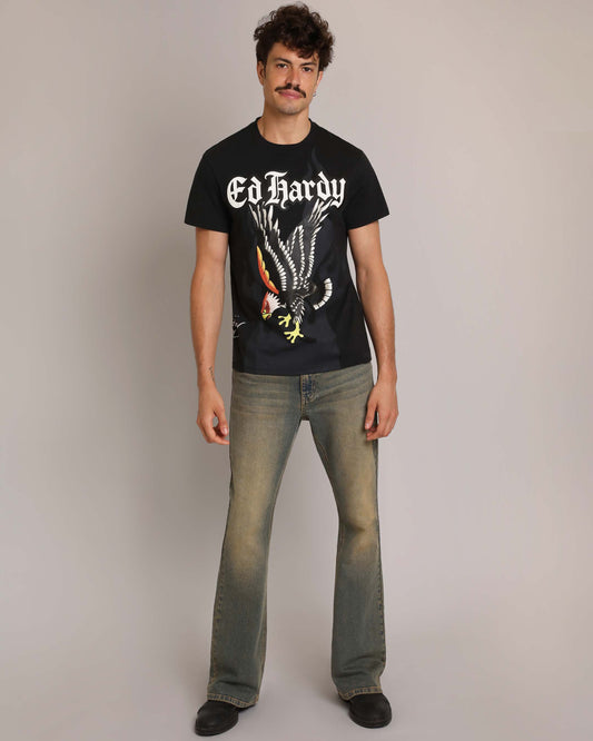 Skull Crosses Throwback Bootcut Jeans Y2K TINT | Ed Hardy