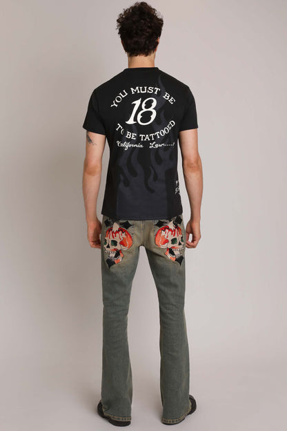 Skull Crosses Throwback Bootcut Jeans Y2K TINT | Ed Hardy