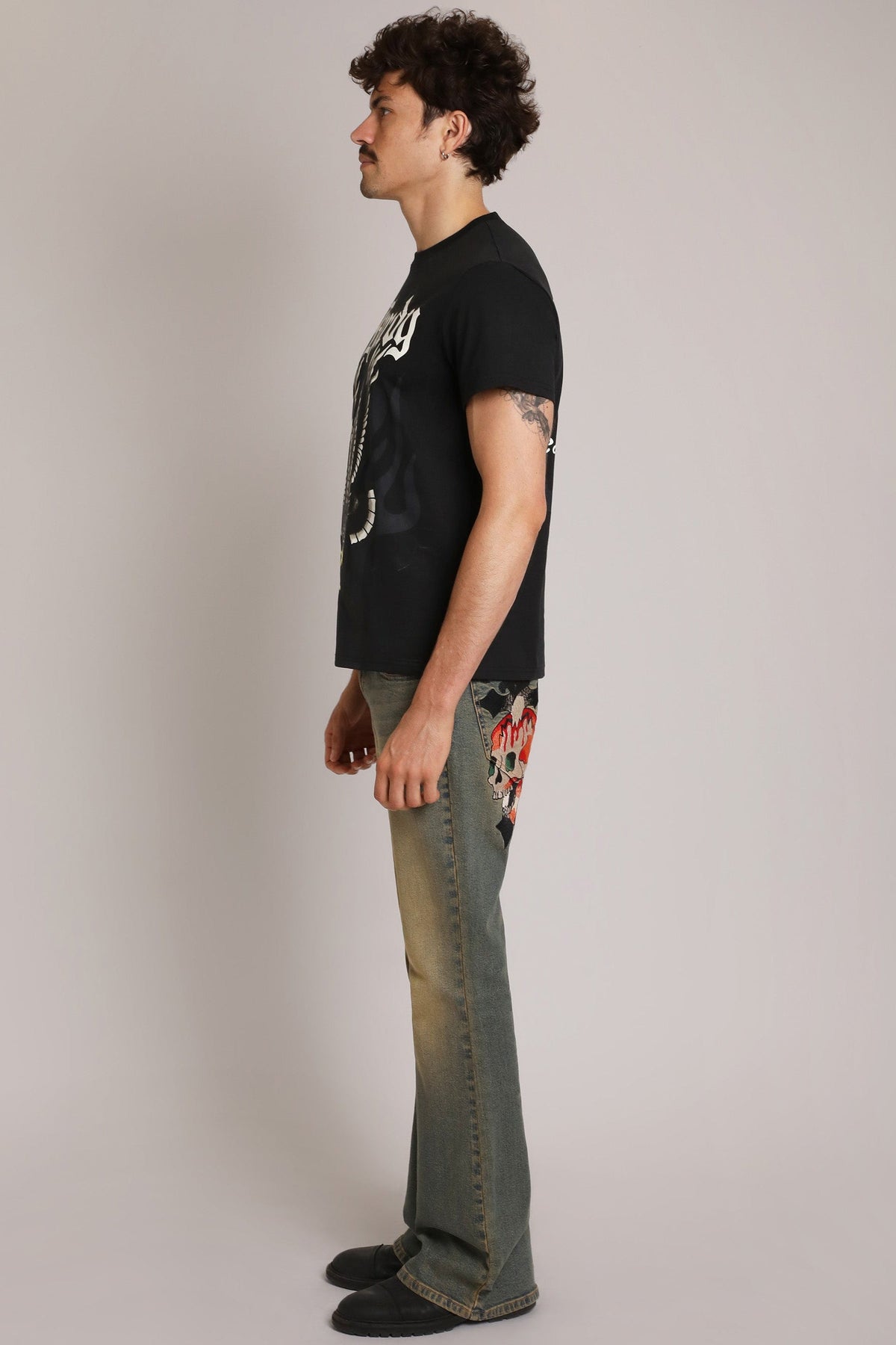 Skull Crosses Throwback Bootcut Jeans Y2K TINT | Ed Hardy