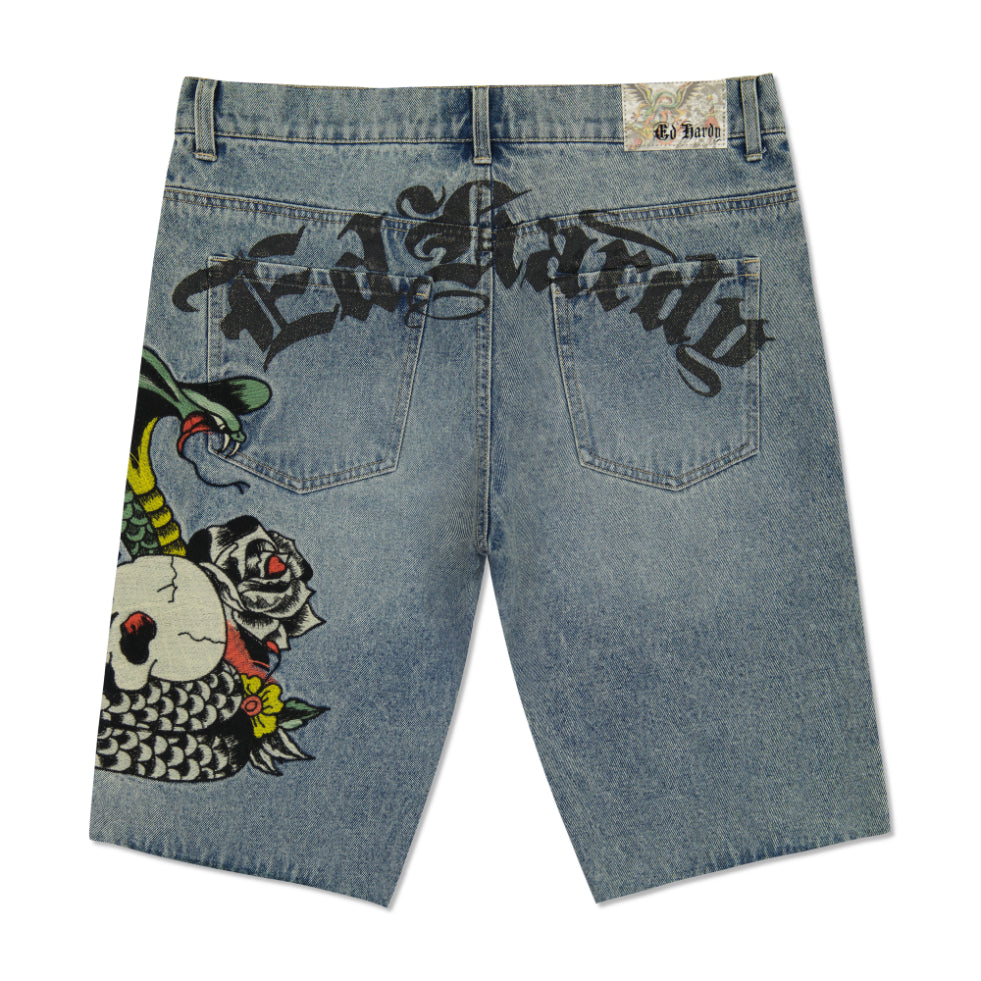Cobra Denim Skater Short Light Vintage | Ed Hardy