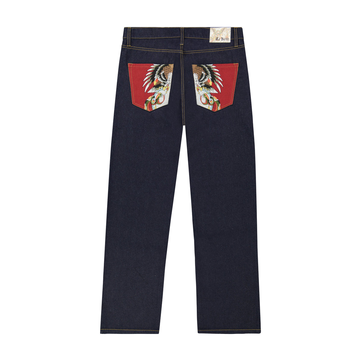 Battle Skull Baggy Wide Leg Jeans RAW | Ed Hardy
